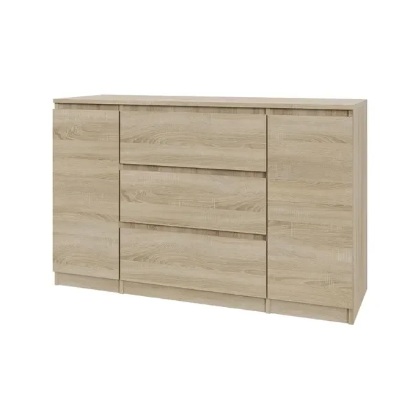 Komoda AVEN 120 cm - dąb sonoma - z 2 szafkami i 3 szufladami