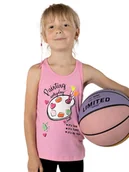 Koszulki dla dziewczynek - Podkoszulka dziewczęca bokserka bawełniana z aplikacją 3D różowa 134-140 YOCLUB - miniaturka - grafika 1
