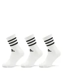 Skarpetki damskie - adidas Skarpety wysokie unisex 3-Stripes Cushioned Crew Socks 3 Pairs HT3458 Biały - miniaturka - grafika 1
