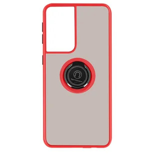 Etui Samsung Galaxy S21 Ultra Bi-material Metal Ring Function Stand czerwone - Etui i futerały do telefonów - miniaturka - grafika 1