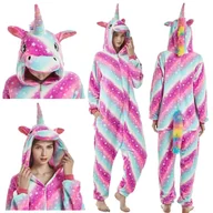 Stroje karnawałowe - PIŻAMA KIGURUMI ONESIE JEDNOROŻEC GALAXY DARK PRZEBRANIE KOMBINEZON KIGURUMI JEDNOROŻEC PIŻAMA GALAXY DARK ROZ.S - miniaturka - grafika 1