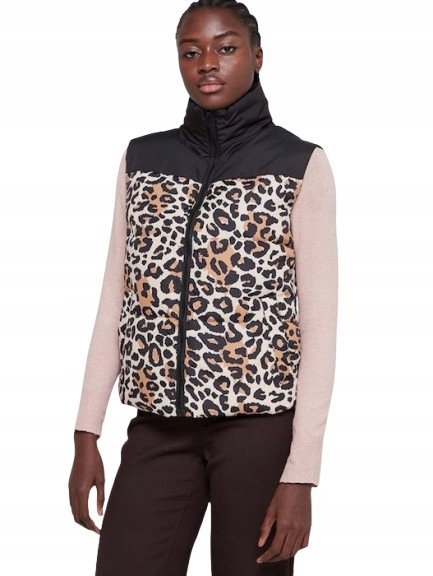 VILA KAMIZELKA DAMSKA PIKOWANA Z ZAMKIEM WZÓR LAMPART 44 K_A