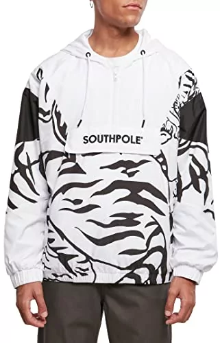 SOUTHPOLE Męska kurtka wiatrówka z tygrysem, biały/czarny, XL