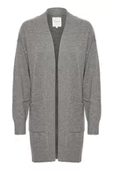 Swetry damskie - Part Two damski długi kardigan zrelaksowany krój otwarty przód długie rękawy, Medium Grey Melange, L - miniaturka - grafika 1