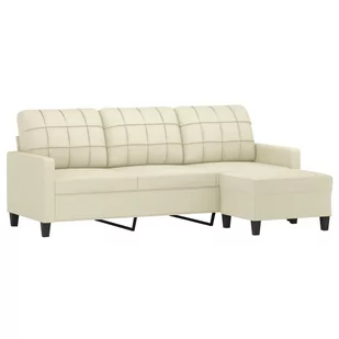 3-osobowa sofa z podnóżkiem, kremowa, 180 cm, sztuczna skóra Lumarko! - Sofy i kanapy - miniaturka - grafika 2
