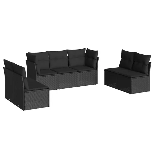 Zestaw mebli ogrodowych modułowych z rattanem PE, czarny, wymiary 110x62x6