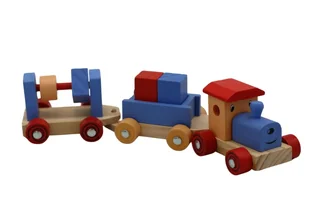 Drewniany Pociąg Edukacyjny – Kolorowa Zabawka Dla Dzieci - Klocki - miniaturka - grafika 1