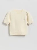 Swetry dla dziewczynek - Reserved - Sweter z krótkim rękawem - złamana biel - miniaturka - grafika 1