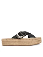 Espadryle damskie - Calvin Klein Espadryle Flatf Espadrill Cross Lth Hdw HW0HW02892 Czarny - miniaturka - grafika 1