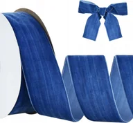 Pasmanteria - WSTĄŻKA AKSAMITNA WELUROWA niebieska taśma 50mm x 9m do pakowania prezentów - miniaturka - grafika 1