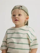 Bluzki dla niemowląt - Reserved - Bawełniany t-shirt w paski - złamana biel - miniaturka - grafika 1
