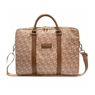 Torba LAPTOP 16" Guess GCube Stripes (GUCB15HGCFSEW) brązowe - Torby na laptopy - miniaturka - grafika 2