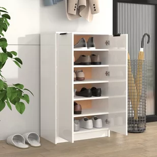 Lumarko Szafka na buty, wysoki połysk, biała, 59x35x100 cm - Szafki na buty - miniaturka - grafika 4