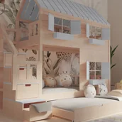 Łóżka dla dzieci i młodzieży - Łóżko piętrowe z 3 oknami Senna Osada - miniaturka - grafika 1