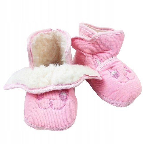 Buty Niechodki Ocieplane Buciki Niemowlęce Z Futerkiem 0-12 M Różowe