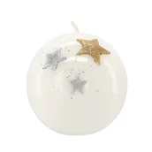 Świece - Świeca Kula Fi 80 Trzy Gwiazdki Biała - miniaturka - grafika 1