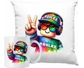 Gadżety dla niej i dla niego - ZESTAW PODUSZKA + KUBEK Ludzik Roblox Nadruk Kolorowy Pomysł Na Prezent - miniaturka - grafika 1