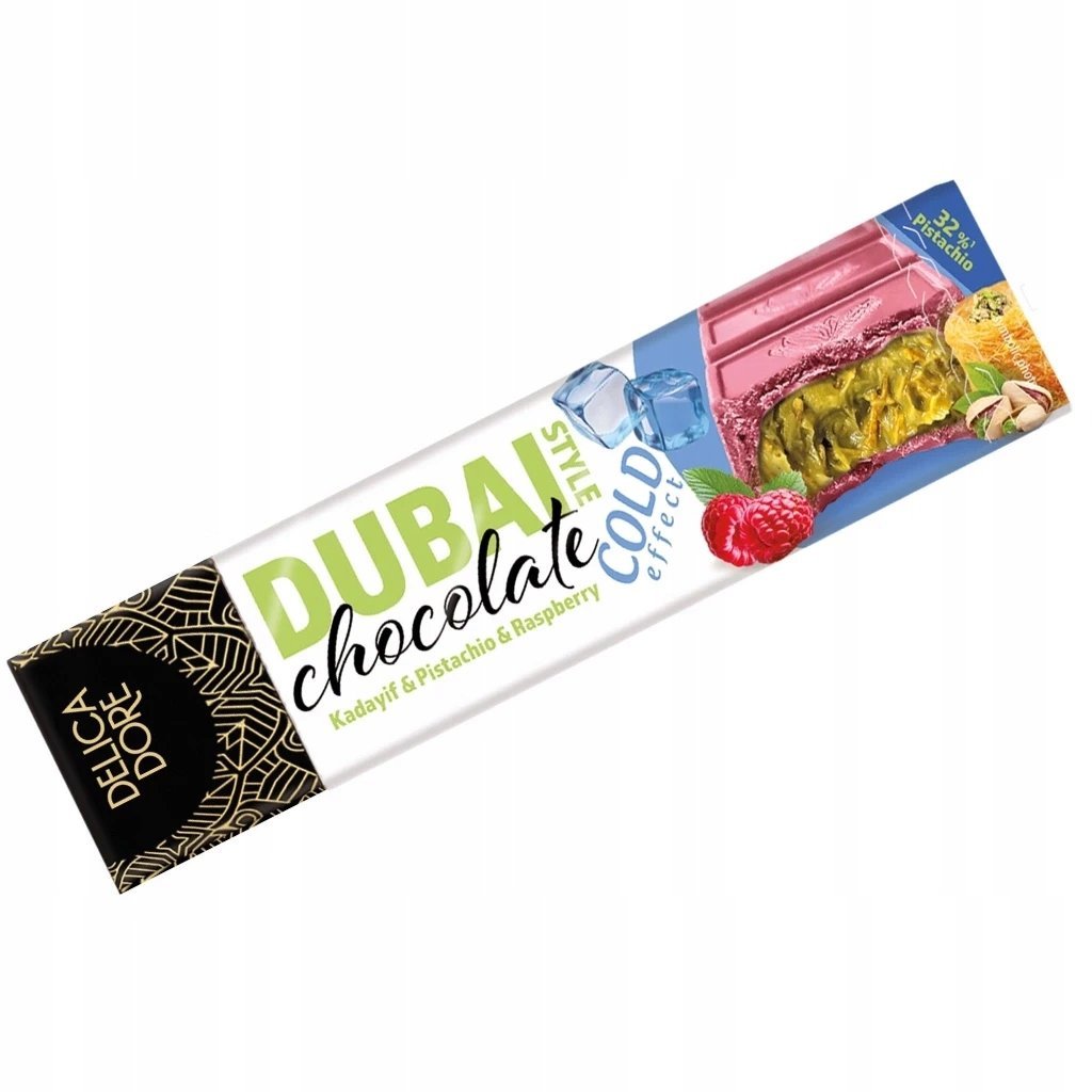 DELICADORE Czekolada Dubajska z maliną COLD EFFECT nadz. pistacja 70g