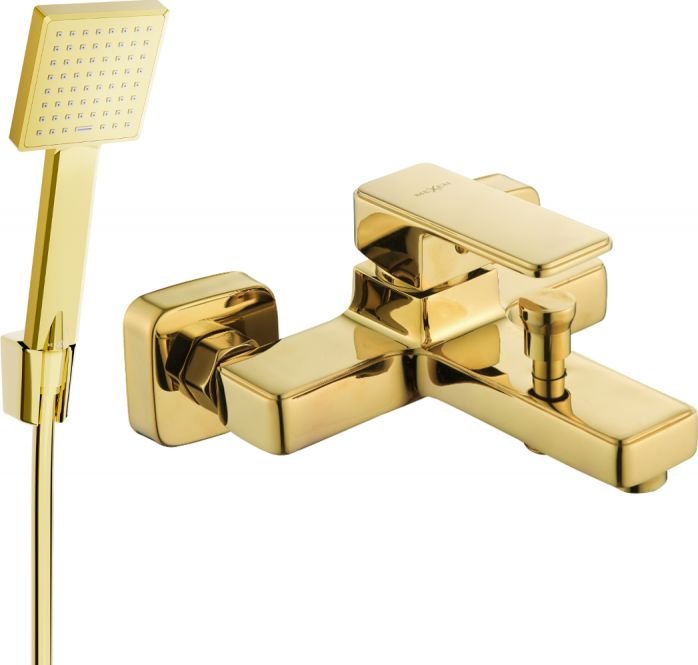 Mexen Cetus R45 bateria wannowa z zestawem prysznicowym, złota - 74433R45-50