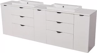 Biała matowa szafka łazienkowa z dwiema umywalkami 210 cm Liv 2 Victa  - Szafki łazienkowe - miniaturka - grafika 1