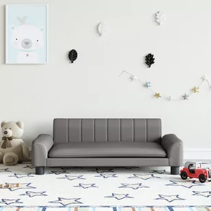 vidaXL Sofa dla dzieci, szara, 90x53x30 cm, sztuczna skóra - Meble do sypialni - miniaturka - grafika 1