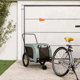 vidaXL Przyczepka rowerowa dla psa, szaro-czarna, tkanina Oxford - Sprzęt podróżny i transportery dla psów - miniaturka - grafika 1