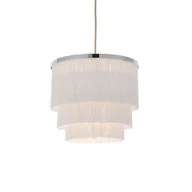 Lampy sufitowe - Srebrna wisząca lampa Alabaster z białymi sznurkami - miniaturka - grafika 1