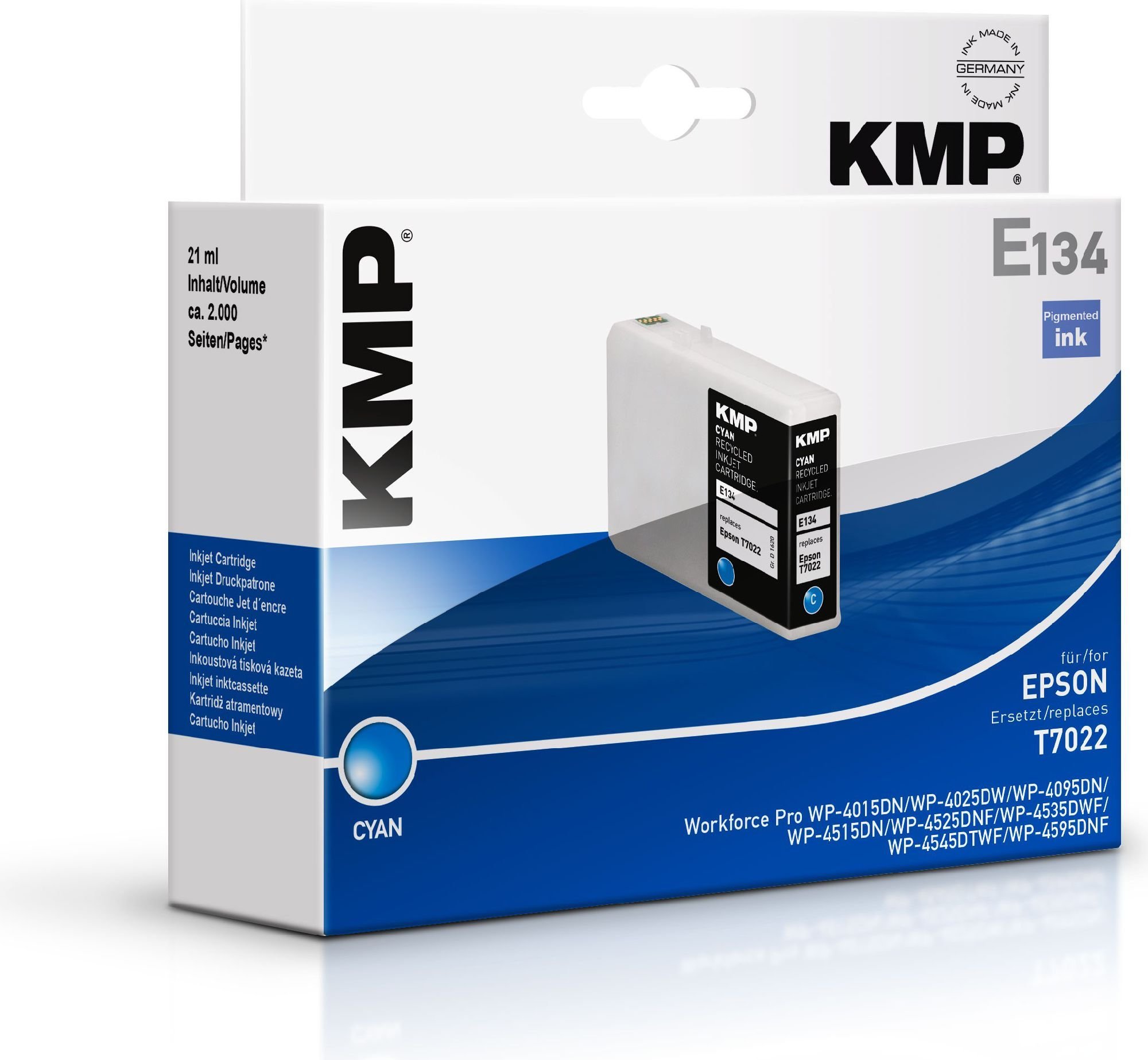 Tusz KMP Tusz E134 cyjan kompatybilny z Epson T7022 1620,4003