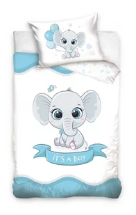 Komplet pościeli niemowlęcej do łóżeczka 100x135, It's a boy,  wzór słonik - Pościel dla dzieci - miniaturka - grafika 1