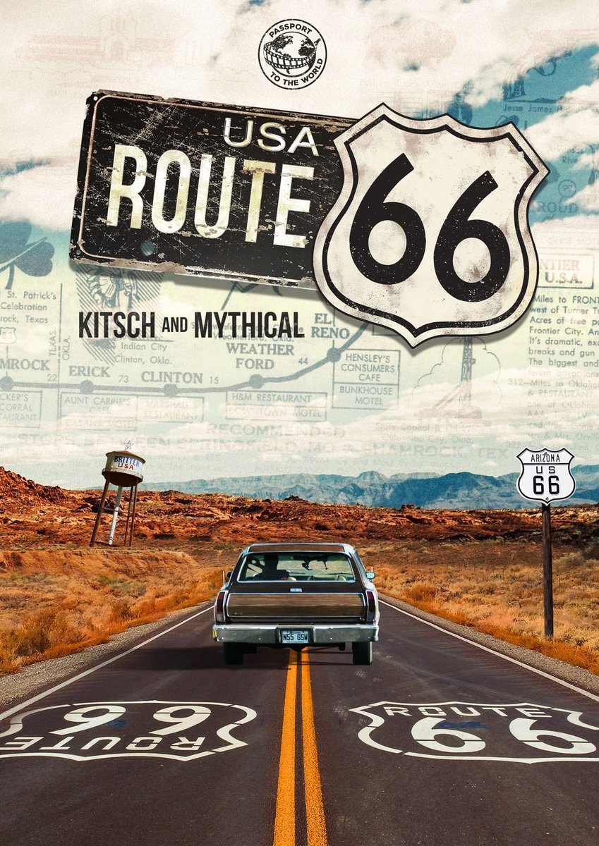 PODKŁADKA POD MYSZ Z Nadruk 22x18cm U.S. Route 66 Vintage Art Tekst Prezent