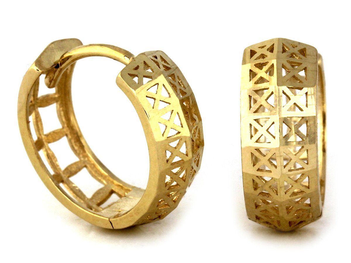 Kolczyki złote 375 szerokie ażurowe kółka 1.29g