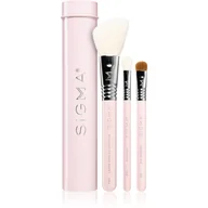 Pędzle do makijażu - Sigma ESSENTIAL TRIO BRUSH SET - Zestaw 3 pędzli do makijażu + mini tuba - Pink SIGPMTPI - miniaturka - grafika 1