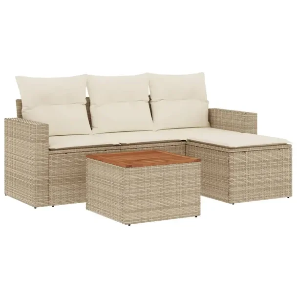 Zestaw mebli ogrodowych modułowych beżowy rattan PE 55 x 62 x 69 cm