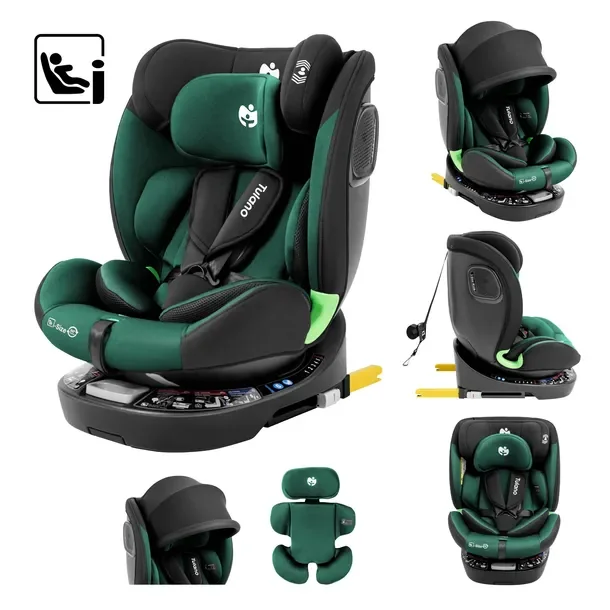Fotelik samochodowy obrotowy 360° TULANO i-Size Isofix zielony 0-36kg 0-12+