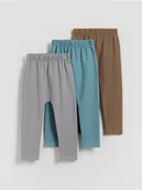 Spodenki dla niemowląt - Reserved - Bawełniane legginsy 3 pack - ciemnobrązowy - miniaturka - grafika 1