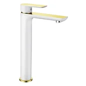 Baterie umywalkowe - Mexen Alfa bateria umywalkowa wysoka, biała/złota - 745710-25 - miniaturka - grafika 1