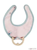 Śliniaki i fartuszki - LullaLove supeRRO Baby ECO, Śliniak z Drewnianym Gryzakiem, RÓŻOWY LLV08367 [6772706] - miniaturka - grafika 1