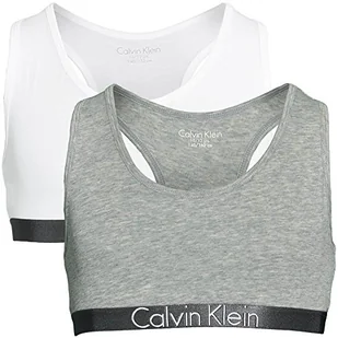Calvin Klein - Ubrania dla dziewczynek - Bielizna dziewczęca - Biustonosz Crop Top - Calvin Klein Braletka dziewczęca - 2 sztuki - szary/czarny - wiek 14-16 lat - Koszulki i topy damskie - miniaturka - grafika 1