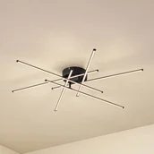 Lampy sufitowe - Lampa sufitowa LED Elviano Lindby, czarny, salon / jadalnia, aluminium, nowoczesny - miniaturka - grafika 1