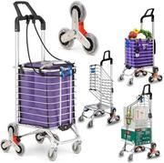 Wózki magazynowe - Składany wózek koszyk na zakupy 80kg 35L schodowy HIGHER - miniaturka - grafika 1