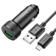 Ładowarki samochodowe - Ładowarka samochodowa 18W 1x USB QC3.0 + Kabel 1x USB - Micro USB Hoco Z49A czarna - miniaturka - grafika 1