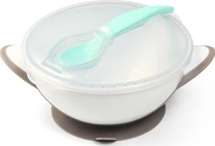 BabyOno Miseczka dla dzieci i niemowląt z przyssawką i łyżeczką - szara 1063/02 - Miseczki i talerzyki dla dzieci - miniaturka - grafika 1