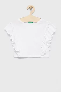 Bluzki damskie - Benetton United Colors of United Colors of bluzka dziecięca kolor biały gładka - grafika 1