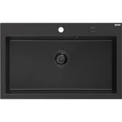 Zlewozmywaki - Mexen Elix zlewozmywak granitowy 1-komorowy 800 x 500 mm, czarny/srebrny metalik, syfon czarny - 6527801005-73-B - miniaturka - grafika 1