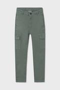 Spodnie i spodenki dla chłopców - Mayoral spodnie dziecięce cargo slim fit kolor zielony gładkie - miniaturka - grafika 1