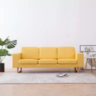 Sofy i kanapy - vidaXL vidaXL Sofa 3-osobowa, tapicerowana tkaniną, żółta - miniaturka - grafika 1