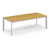 Stoły i stoliki do biura - Stół INVITATION 2400 x 1200 x 740, buk + 2x port blatowy TYP I, srebrny - miniaturka - grafika 1