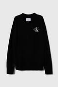 Swetry dla dziewczynek - Calvin Klein Jeans sweter dziecięcy kolor czarny - miniaturka - grafika 1