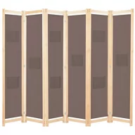 Parawany - Parawan 6-panelowy, brązowy, 240 x 170 x 4 cm, tkanina - miniaturka - grafika 1