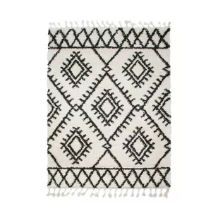 Dywan shaggy Plush Etno biało-czarny 80 x 140 cm - Dywany - miniaturka - grafika 1